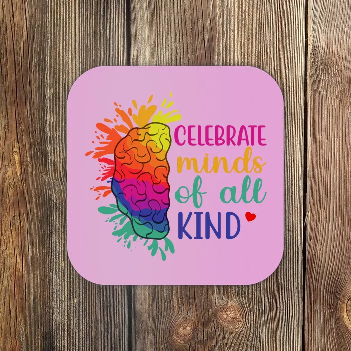 Celebrate Minds Of All Kind Neurodiversity Brain Coaster