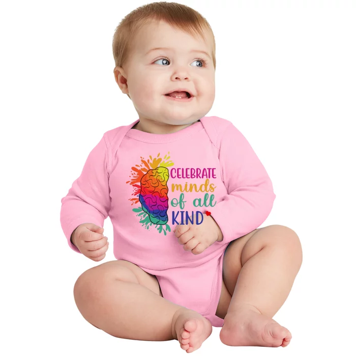 Celebrate Minds Of All Kind Neurodiversity Brain Baby Long Sleeve Bodysuit