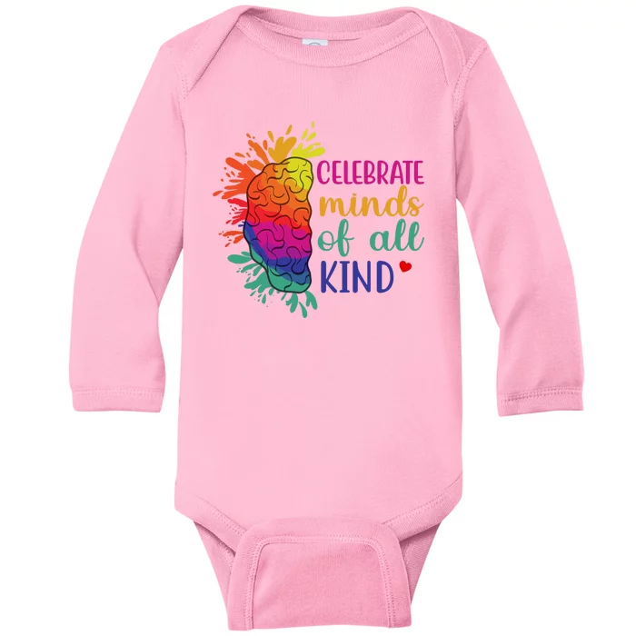 Celebrate Minds Of All Kind Neurodiversity Brain Baby Long Sleeve Bodysuit