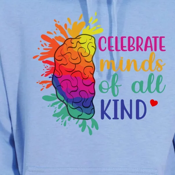 Celebrate Minds Of All Kind Neurodiversity Brain Unisex Surf Hoodie