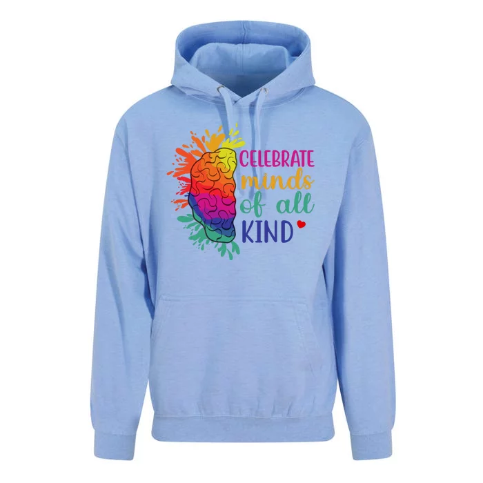 Celebrate Minds Of All Kind Neurodiversity Brain Unisex Surf Hoodie