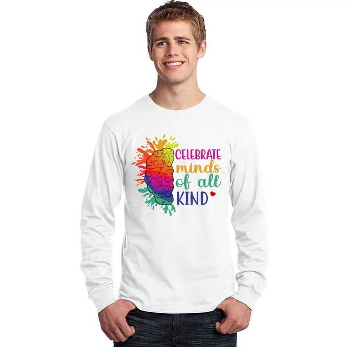 Celebrate Minds Of All Kind Neurodiversity Brain Long Sleeve Shirt