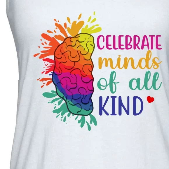 Celebrate Minds Of All Kind Neurodiversity Brain Ladies Essential Flowy Tank