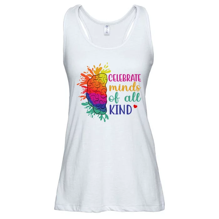 Celebrate Minds Of All Kind Neurodiversity Brain Ladies Essential Flowy Tank