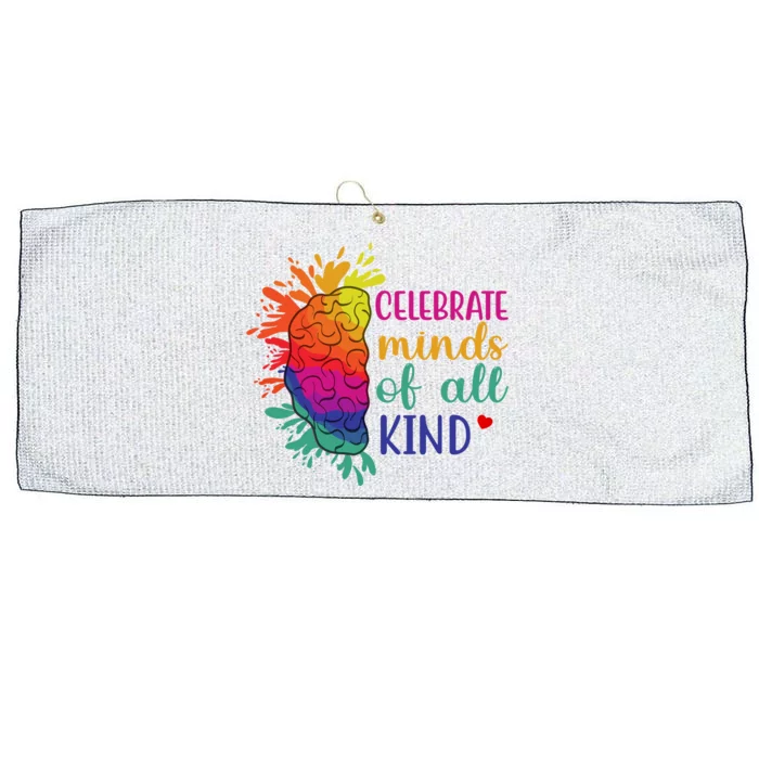 Celebrate Minds Of All Kind Neurodiversity Brain Large Microfiber Waffle Golf Towel