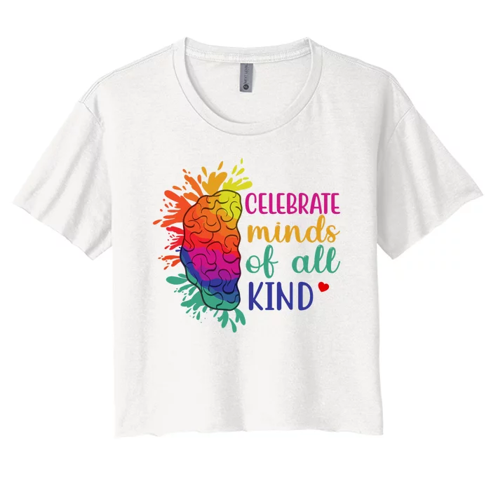 Celebrate Minds Of All Kind Neurodiversity Brain Women's Crop Top Tee