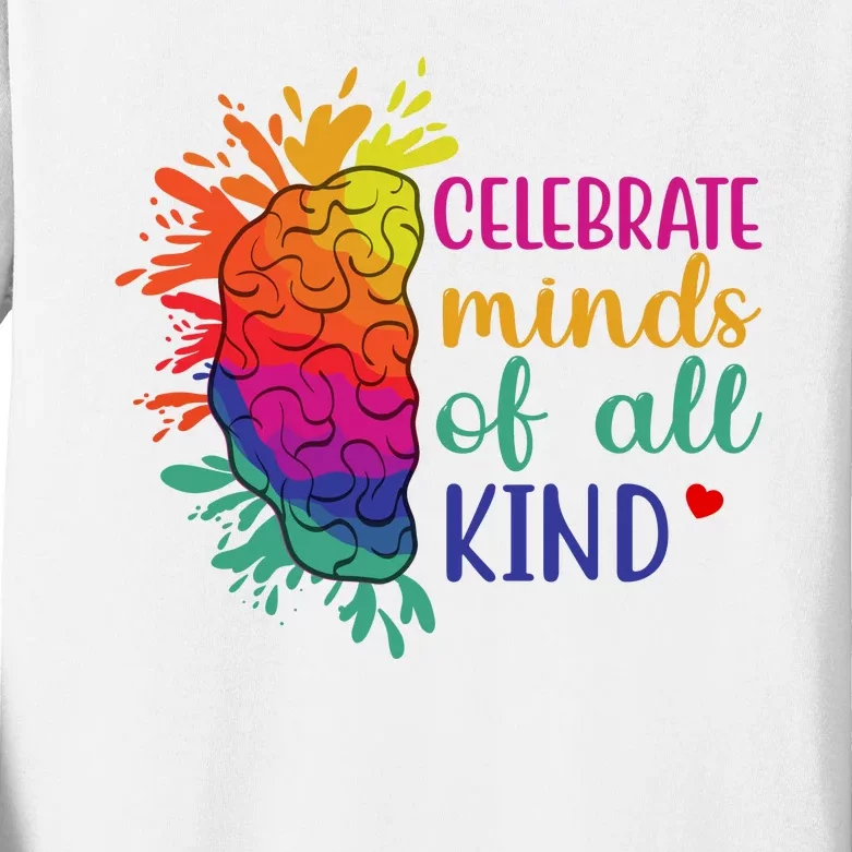 Celebrate Minds Of All Kind Neurodiversity Brain Kids Long Sleeve Shirt