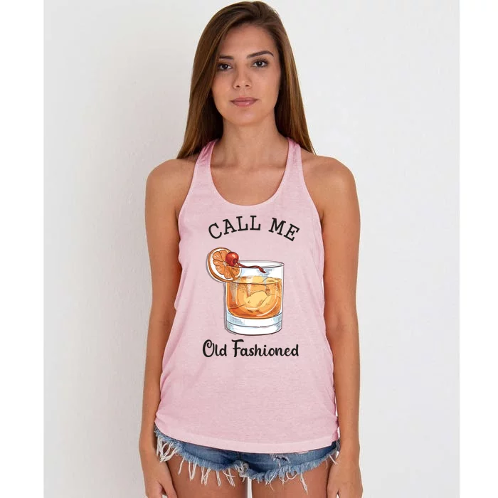 Call Me Old Fashioned Whiskey Wisconsin Funny Vintage Women's Knotted Racerback Tank