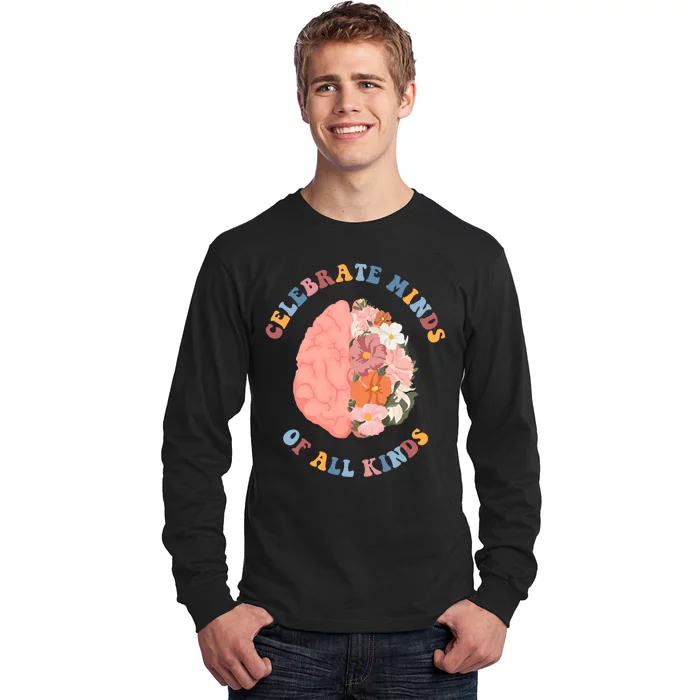 Celebrate Minds Of All Kinds Floral Brain Long Sleeve Shirt