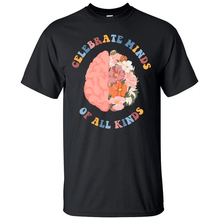 Celebrate Minds Of All Kinds Floral Brain Tall T-Shirt