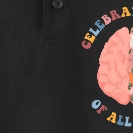 Celebrate Minds Of All Kinds Floral Brain Dry Zone Grid Performance Polo