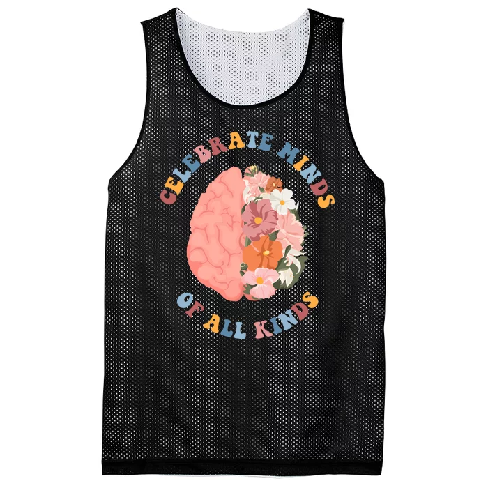 Celebrate Minds Of All Kinds Floral Brain Mesh Reversible Basketball Jersey Tank