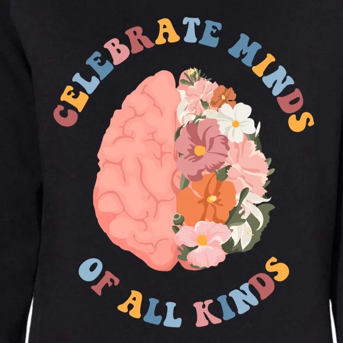 Celebrate Minds Of All Kinds Floral Brain Womens California Wash Sweatshirt