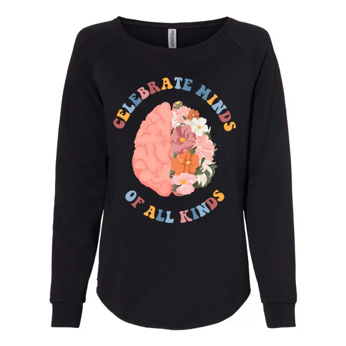 Celebrate Minds Of All Kinds Floral Brain Womens California Wash Sweatshirt