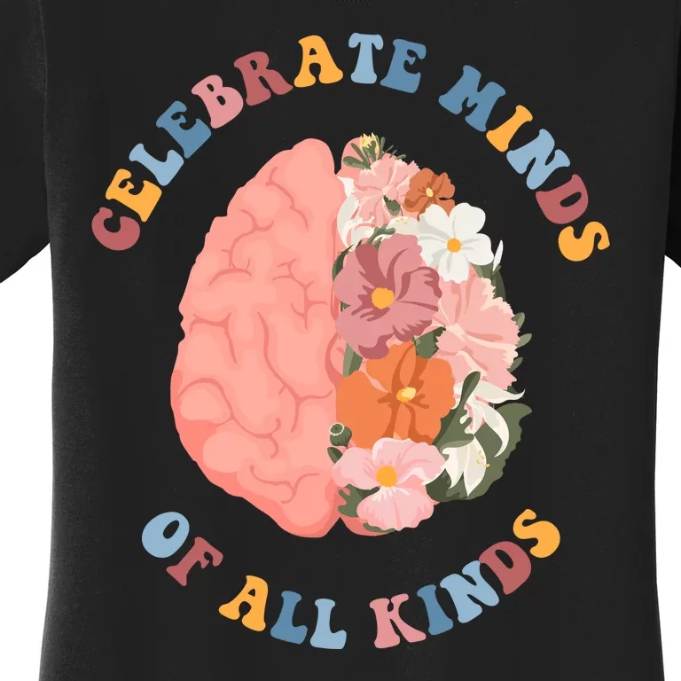 Celebrate Minds Of All Kinds Floral Brain Women's T-Shirt