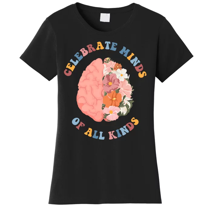 Celebrate Minds Of All Kinds Floral Brain Women's T-Shirt