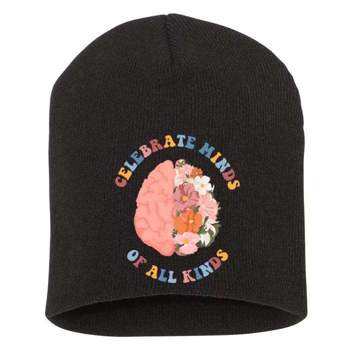 Celebrate Minds Of All Kinds Floral Brain Short Acrylic Beanie