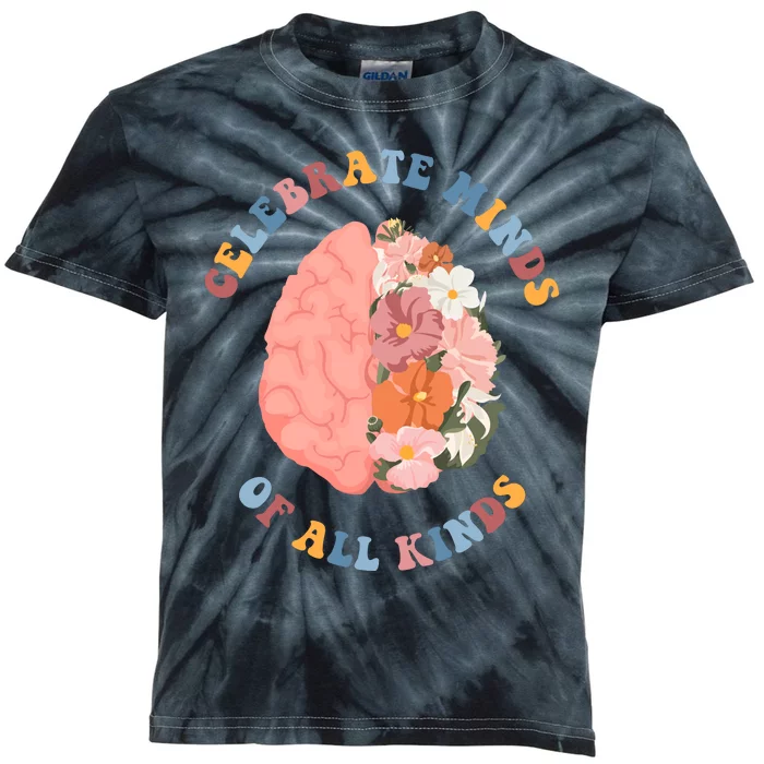 Celebrate Minds Of All Kinds Floral Brain Kids Tie-Dye T-Shirt