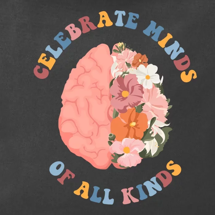 Celebrate Minds Of All Kinds Floral Brain Zip Tote Bag