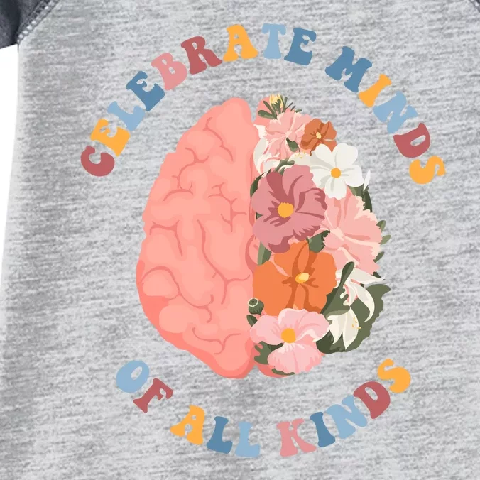 Celebrate Minds Of All Kinds Floral Brain Infant Baby Jersey Bodysuit