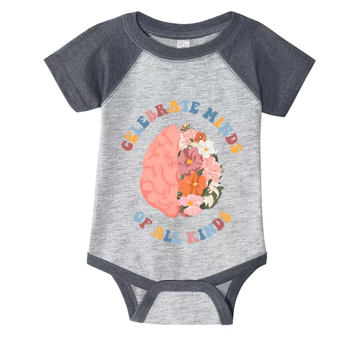 Celebrate Minds Of All Kinds Floral Brain Infant Baby Jersey Bodysuit