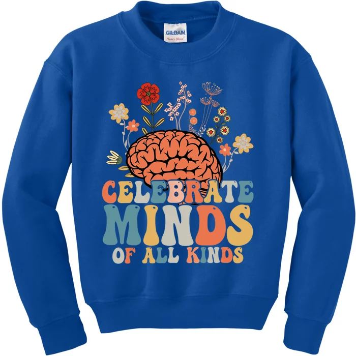 Celebrate Minds Of All Kinds Neurodiversity Autism Gift Kids Sweatshirt