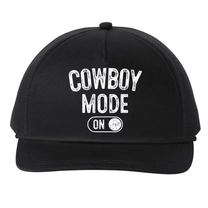 Cowboy Mode On Costume Funny Farmer Rodeo Gift Rancher Snapback Five-Panel Rope Hat