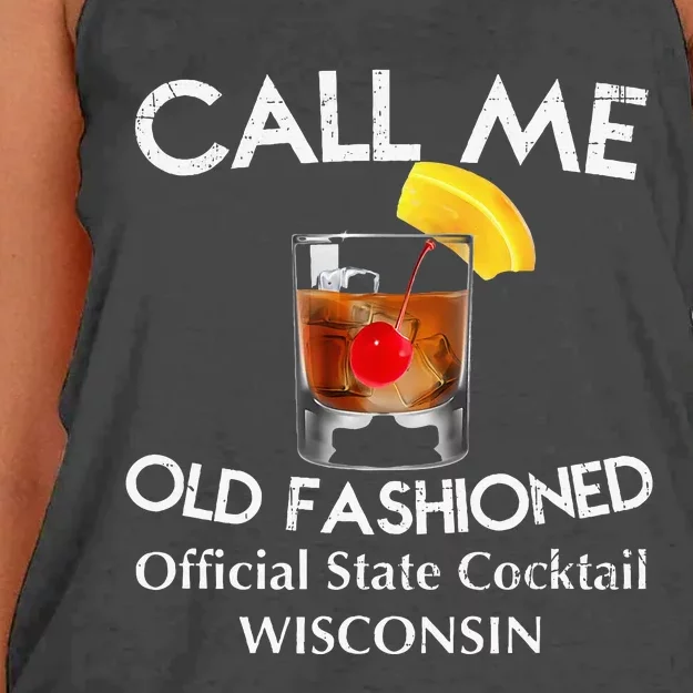 Call Me Old Fashioned Wisconsin State Cocktail Women's Knotted Racerback Tank