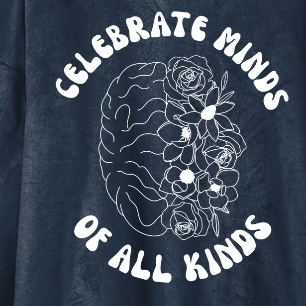 Celebrate Minds Of All Kinds Floral Brain Hooded Wearable Blanket