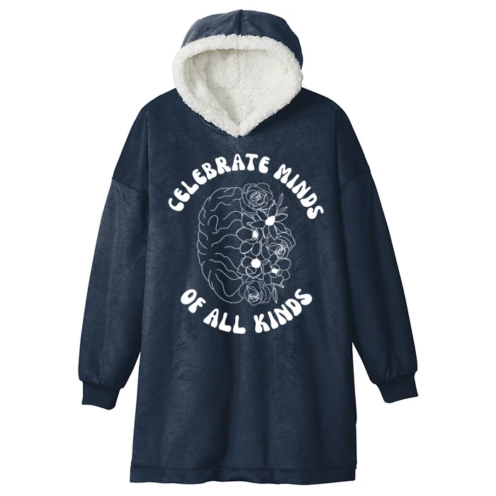 Celebrate Minds Of All Kinds Floral Brain Hooded Wearable Blanket