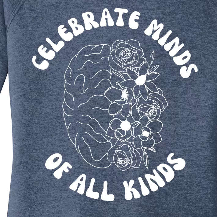 Celebrate Minds Of All Kinds Floral Brain Women's Perfect Tri Tunic Long Sleeve Shirt