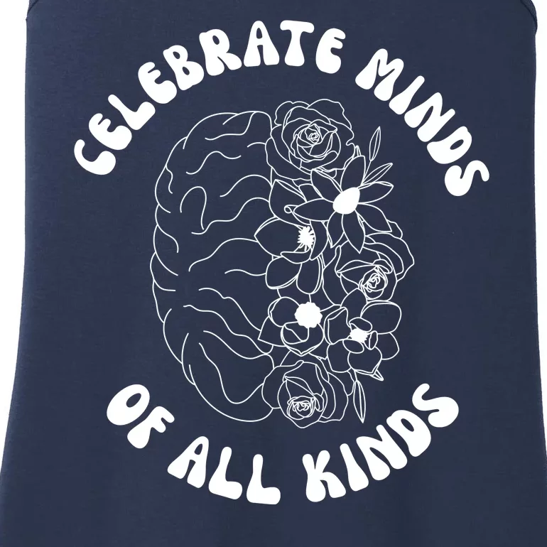 Celebrate Minds Of All Kinds Floral Brain Ladies Essential Tank