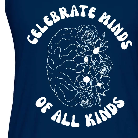 Celebrate Minds Of All Kinds Floral Brain Ladies Essential Flowy Tank