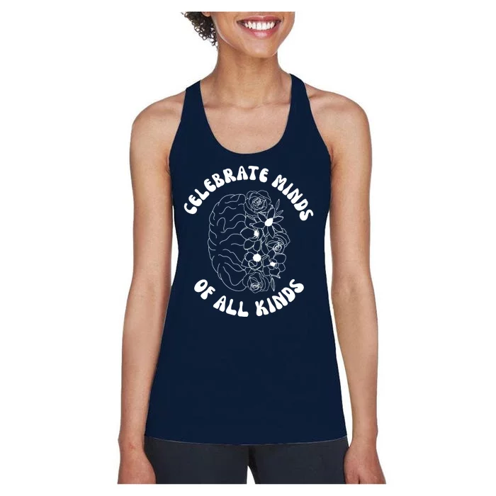 Celebrate Minds Of All Kinds Floral Brain Women's Racerback Tank