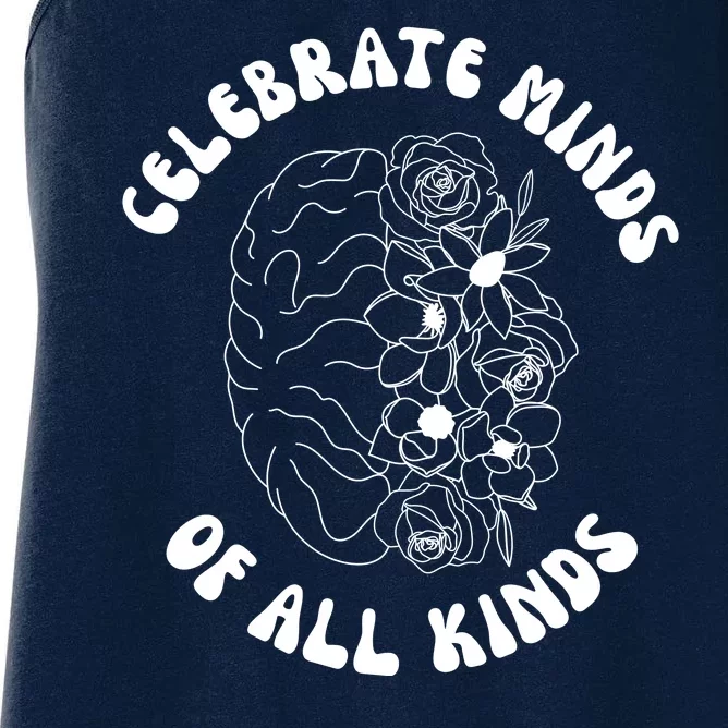 Celebrate Minds Of All Kinds Floral Brain Women's Racerback Tank