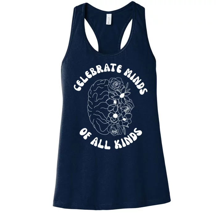 Celebrate Minds Of All Kinds Floral Brain Women's Racerback Tank