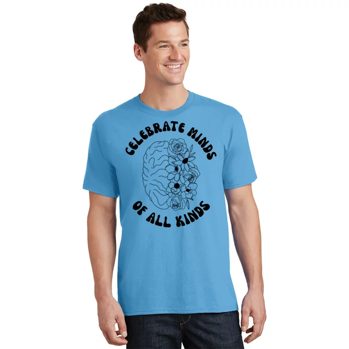 Celebrate Minds Of All Kinds Floral Brain T-Shirt