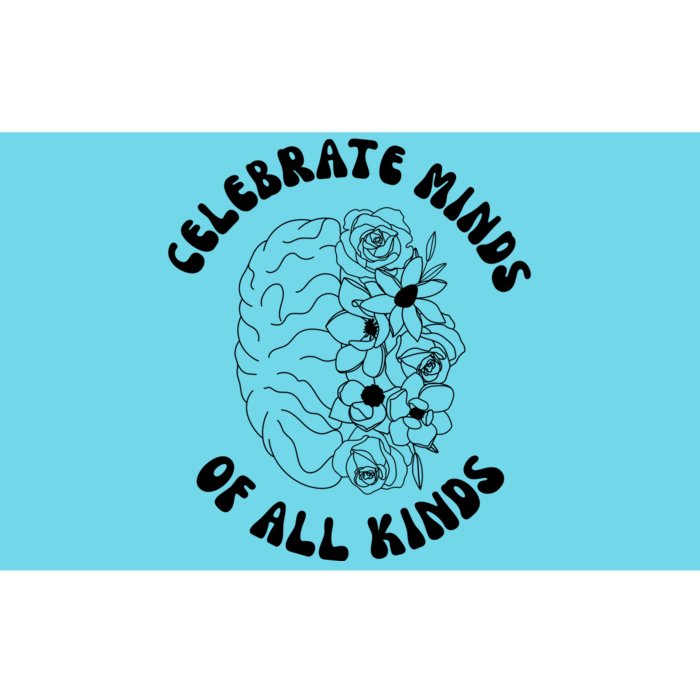 Celebrate Minds Of All Kinds Floral Brain Bumper Sticker