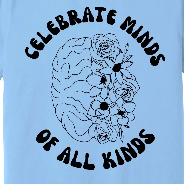 Celebrate Minds Of All Kinds Floral Brain Premium T-Shirt