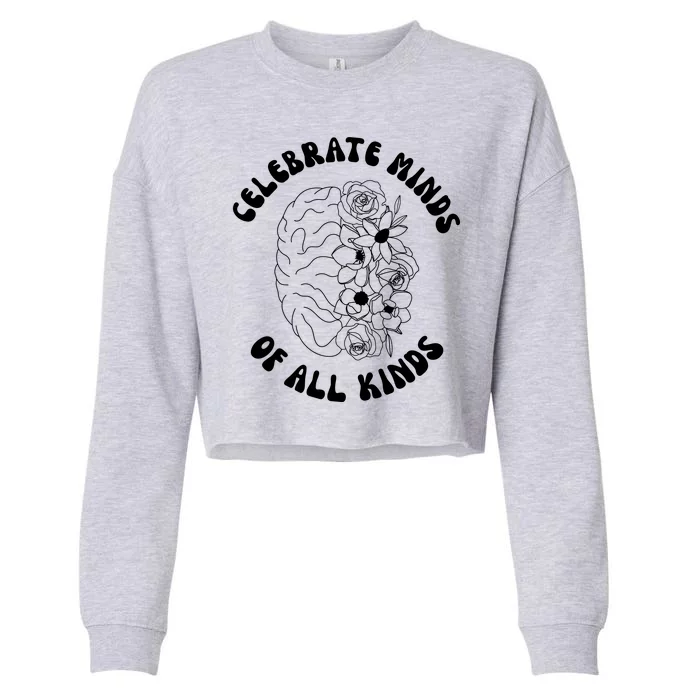 Celebrate Minds Of All Kinds Floral Brain Cropped Pullover Crew