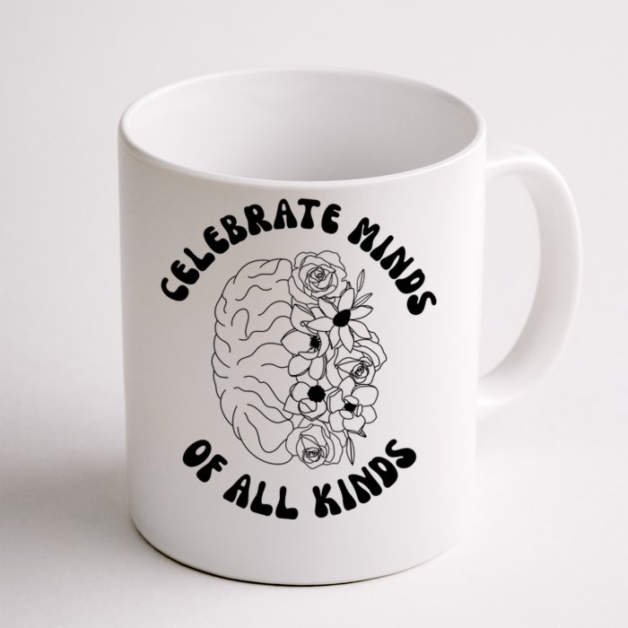 Celebrate Minds Of All Kinds Floral Brain Front & Back Coffee Mug