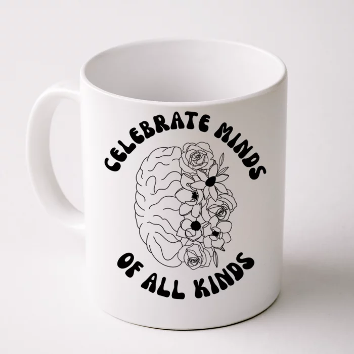 Celebrate Minds Of All Kinds Floral Brain Front & Back Coffee Mug