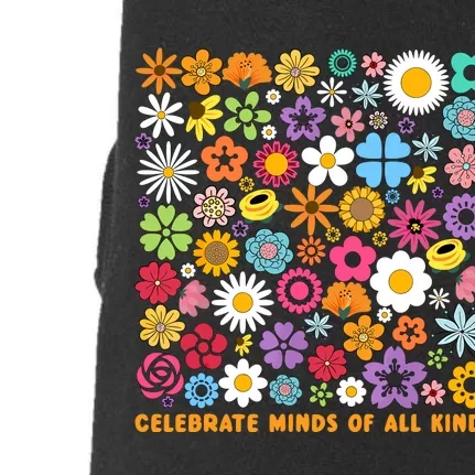 Celebrate Minds Of All Kinds Flowers Neurodiversity Autism Doggie 3-End Fleece Hoodie