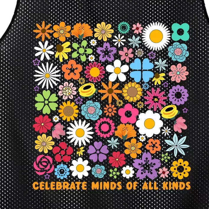 Celebrate Minds Of All Kinds Flowers Neurodiversity Autism Mesh Reversible Basketball Jersey Tank