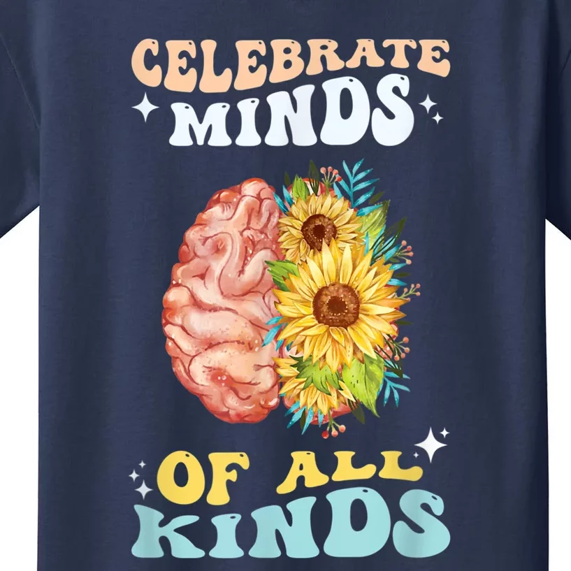 Celebrate Minds Of All Kinds Neurodiversity Autism Awareness Kids T-Shirt