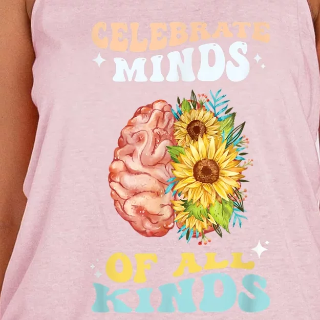 Celebrate Minds Of All Kinds Neurodiversity Autism Awareness Women's Knotted Racerback Tank