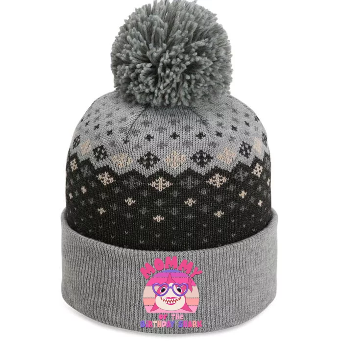 Cute Mommy Of The Birthday Shark The Baniff Cuffed Pom Beanie