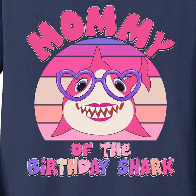 Cute Mommy Of The Birthday Shark Kids Long Sleeve Shirt