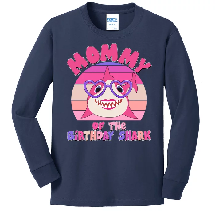 Cute Mommy Of The Birthday Shark Kids Long Sleeve Shirt