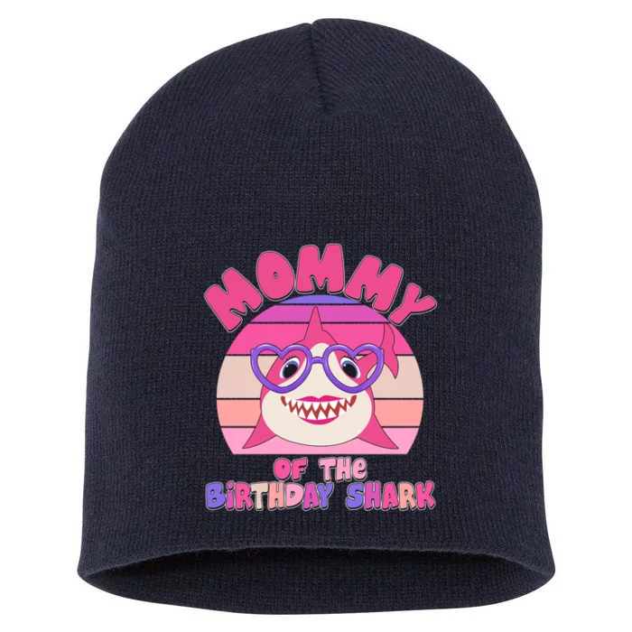 Cute Mommy Of The Birthday Shark Short Acrylic Beanie